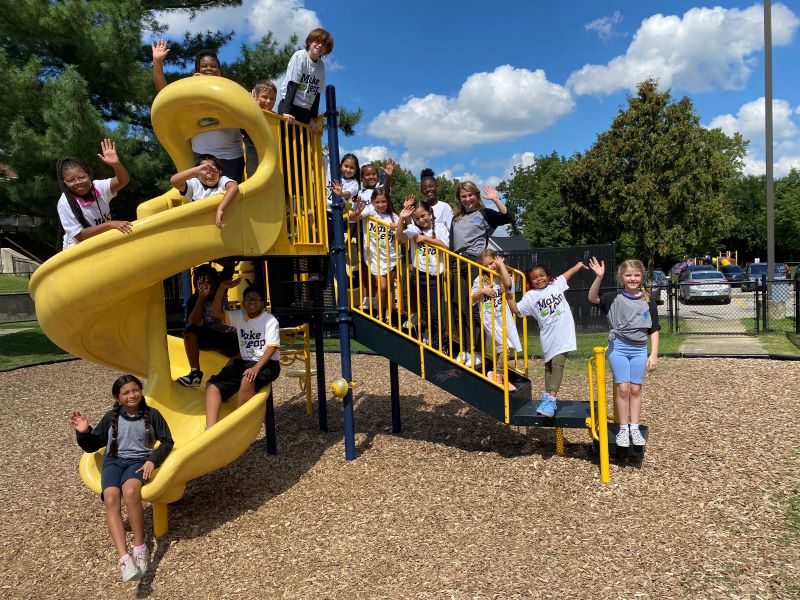 Children on playground slide